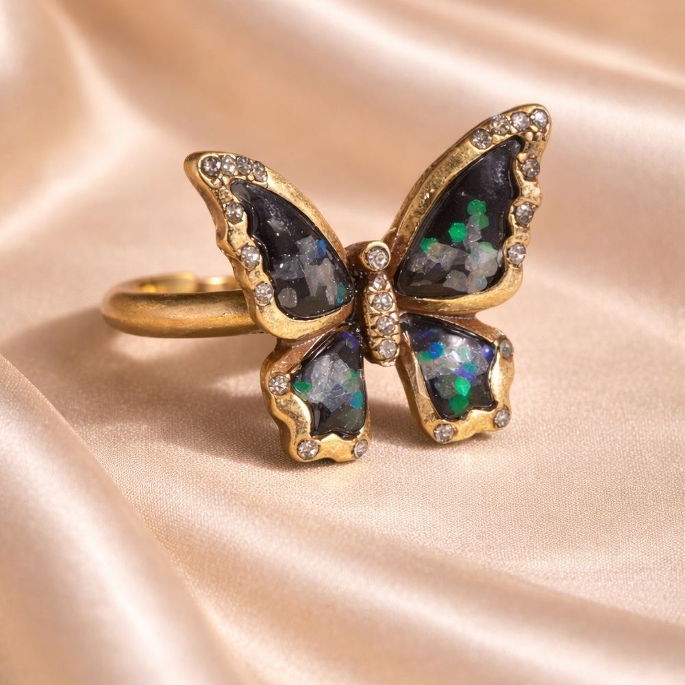 Antique Butterfly Midnight Ring - Picture 3 of 11